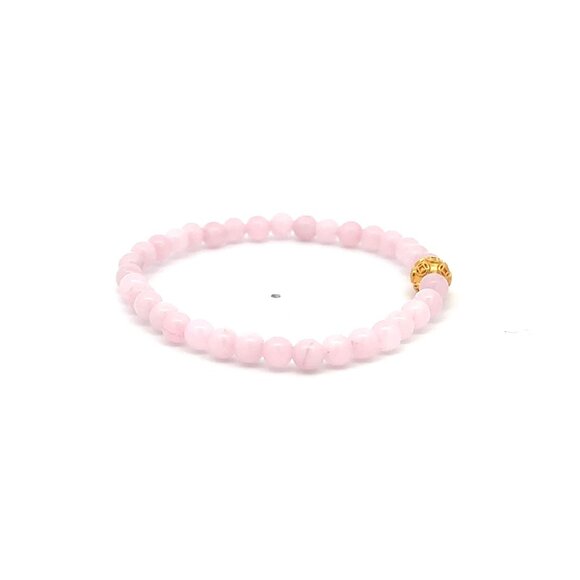 18K Gold Money Coin Ball Lucky Charm Bracelet Mini Gemstones Natural Rose Quartz - Picture 5 of 7